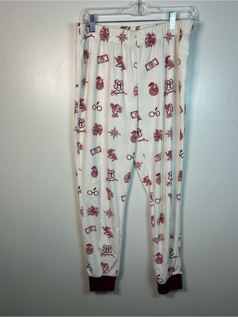 Wizarding World Harry Potter Burgundy Cream Pajama Pants Women’s M Hogwarts Soft